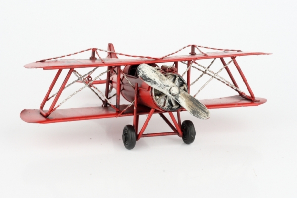 Kovový model červeného letadla 19cm