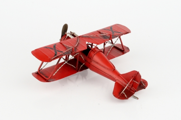 Kovový model červeného letadla 19cm