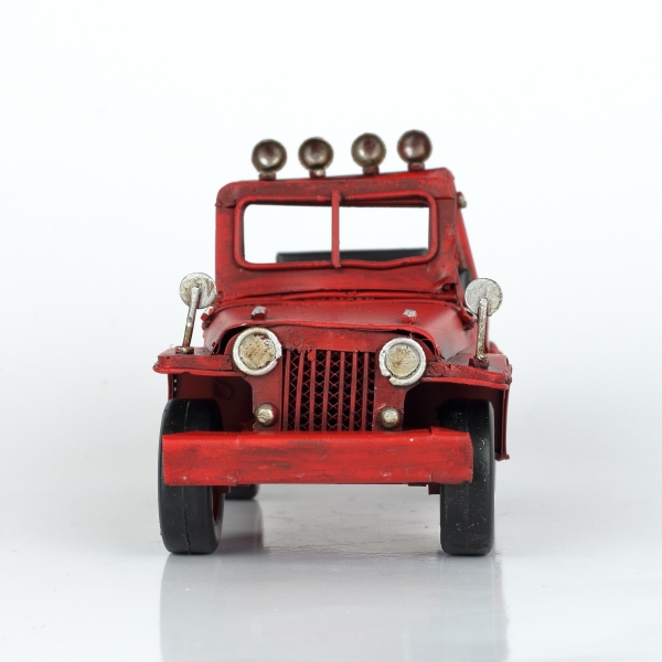 Kovový model retro džíp červený 17cm 