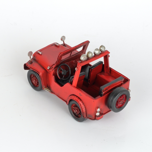 Kovový model retro džíp červený 17cm 