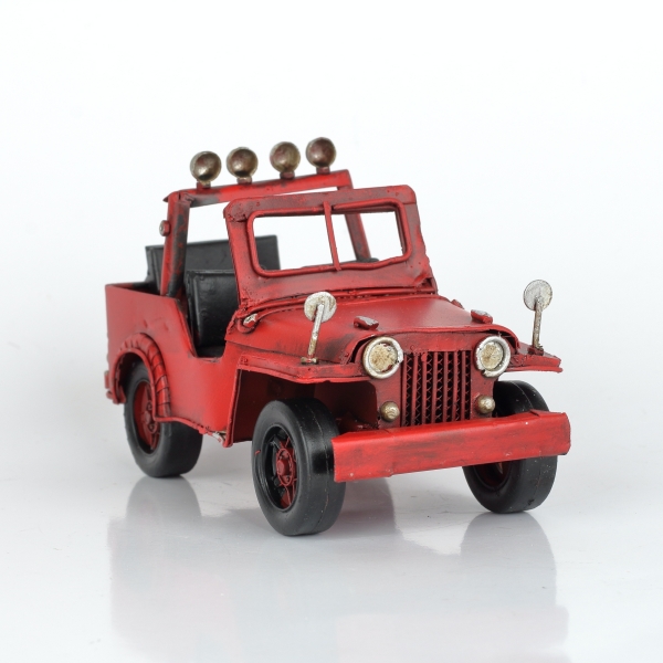Kovový model retro džíp červený 17cm 