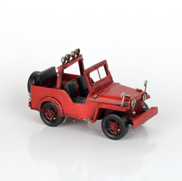 Kovový model retro džíp červený 17cm 