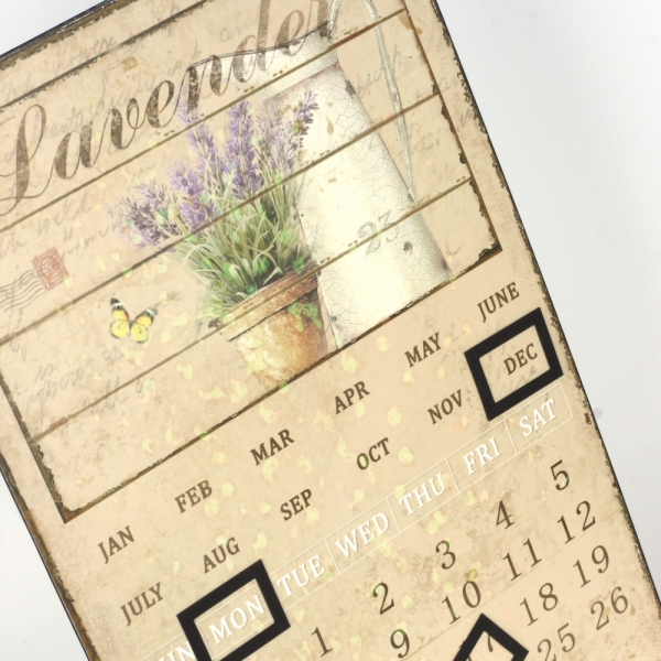 Kovový nástěnný kalendář levandule 24x36cm