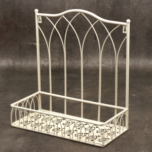 Kovový nástěnný stojan na květiny bílý 40x40x19cm