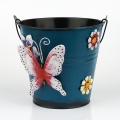 Kovový obal kbelík motýl 17x16cm