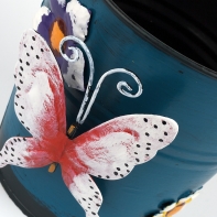 Kovový obal kbelík motýl 17x16cm