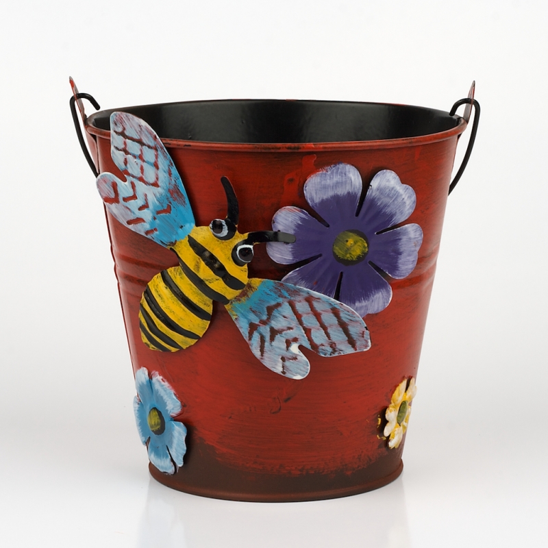 Kovový obal kbelík včela 17x16cm