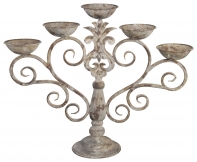 Kovový pětiramenný svícen starodávný vzhled