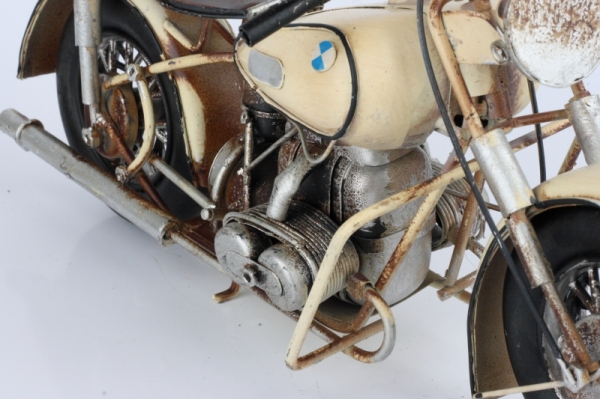 Kovový retro model motorka béžová 31cm