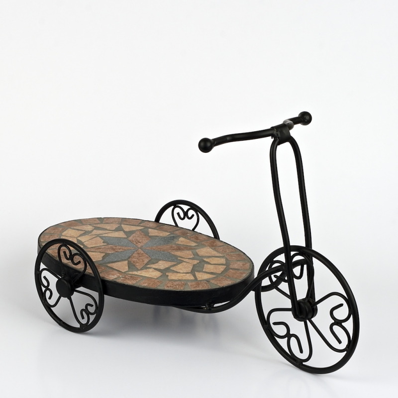 Kovový stojan na květiny tříkolka 46x27x23