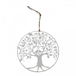 Kovový strom života na zeď - bílá