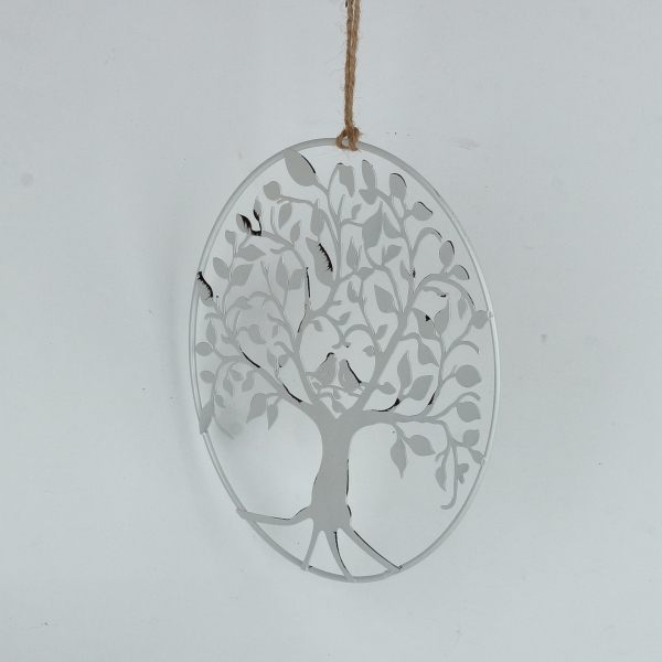 Kovový strom života na zeď - bílá