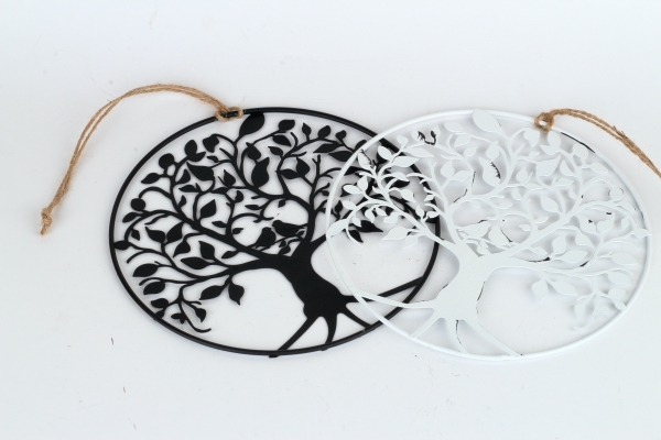 Kovový strom života na zeď - bílá