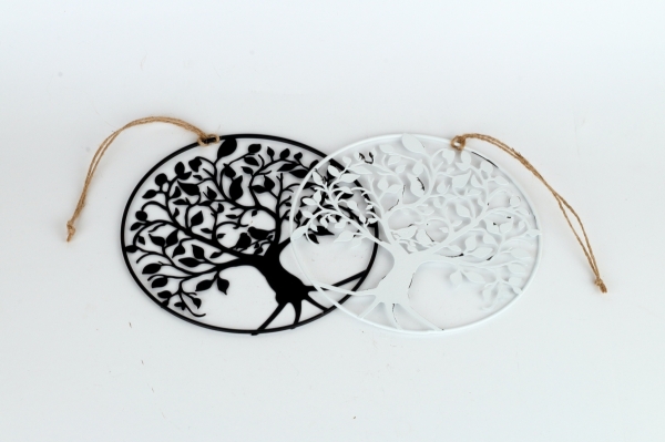 Kovový strom života na zeď - bílá