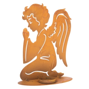 Kovový svícen anděl rezavý