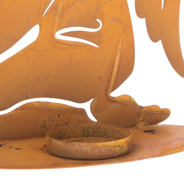 Kovový svícen anděl rezavý