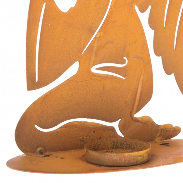 Kovový svícen anděl rezavý