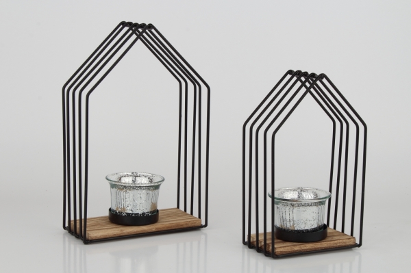 Kovový svícen domek menší