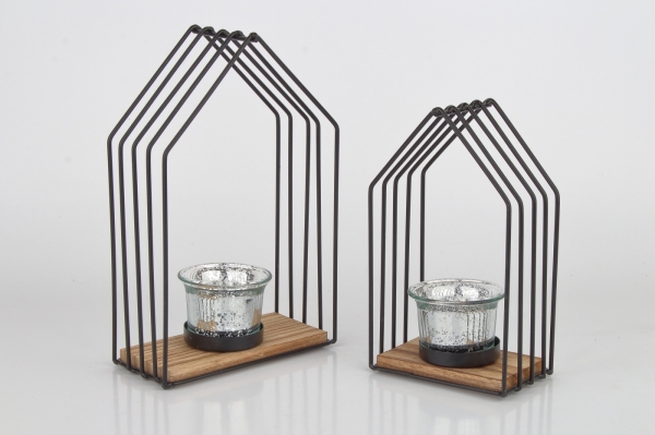 Kovový svícen domek menší