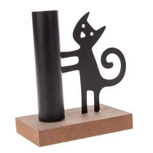 Kovový svícen kočka 10,5×11,5×6 cm