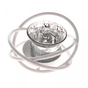 Kovový svícen na 1 svíčku bílý