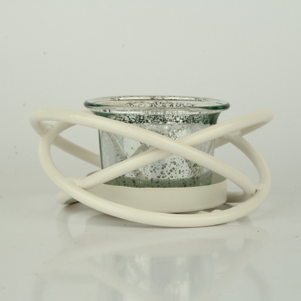 Kovový svícen na 1 svíčku bílý