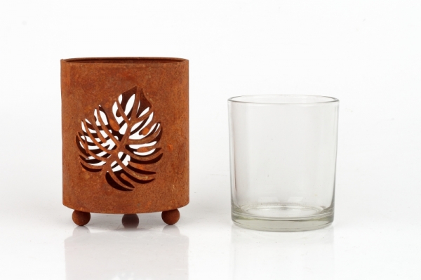 Kovový svícen na čajovou svíčku list