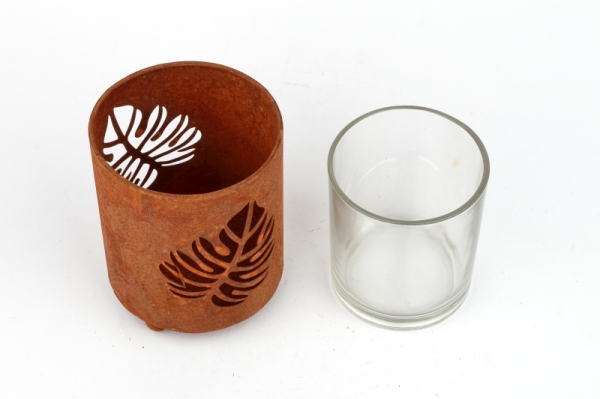 Kovový svícen na čajovou svíčku list