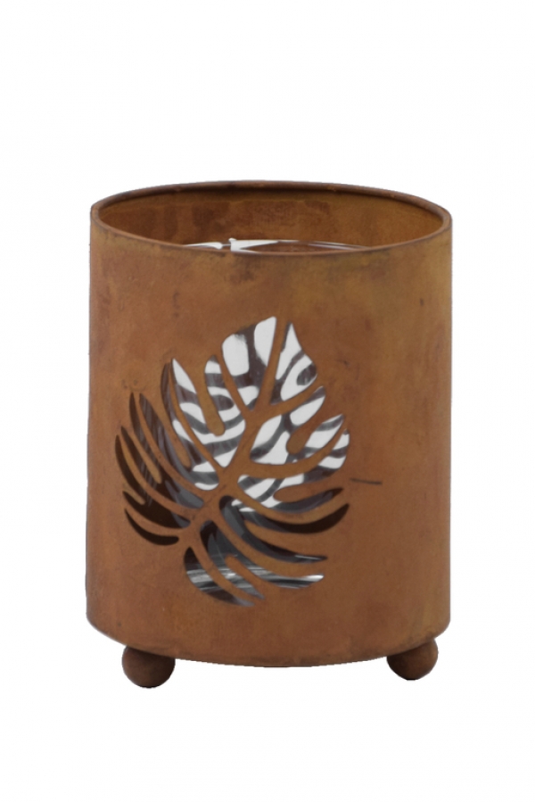 Kovový svícen na čajovou svíčku list