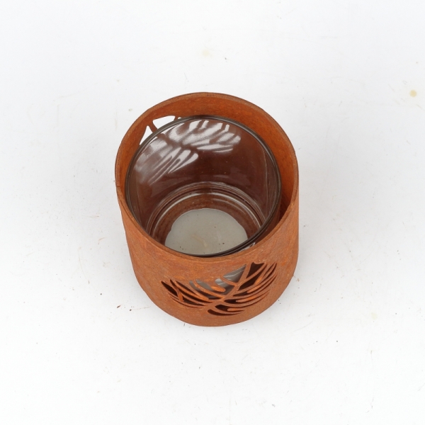 Kovový svícen na čajovou svíčku list