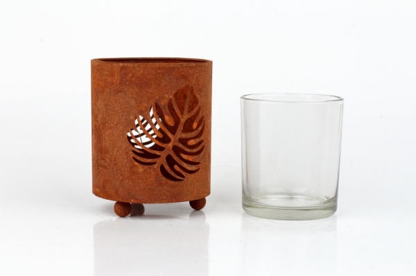 Kovový svícen na čajovou svíčku list