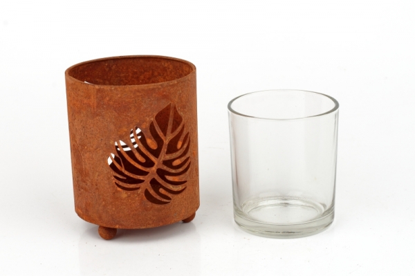 Kovový svícen na čajovou svíčku list