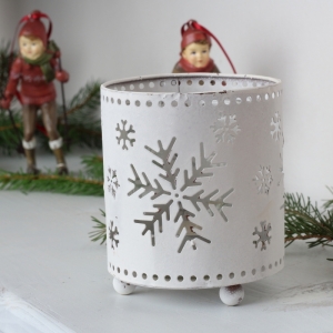 Kovový svícen na čajovou svíčku vločka 10cm