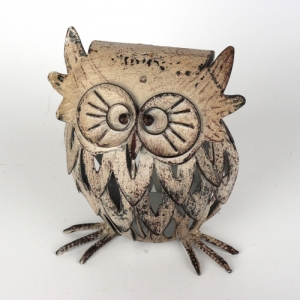 kovový svícen sova moudrosti 21x16x26cm