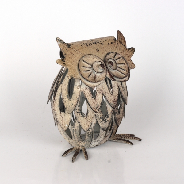 kovový svícen sova moudrosti 21x16x26cm