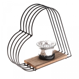 Kovový svícen srdce 21x18x10cm