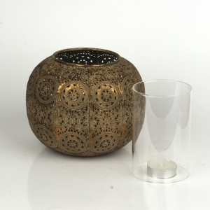 Kovový svícen zlatá koule 17cm