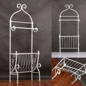 Kovový věšák na ručníky bílý 44x18x112cm