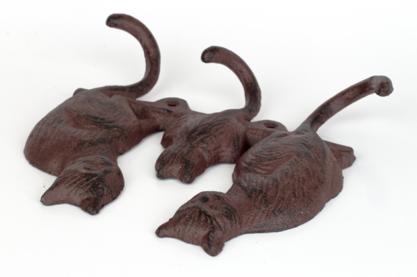 Kovový věšák na zeď 3 kočky