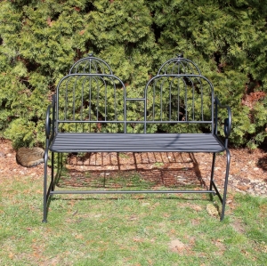 Kovový zahradní nábytek lavička černá