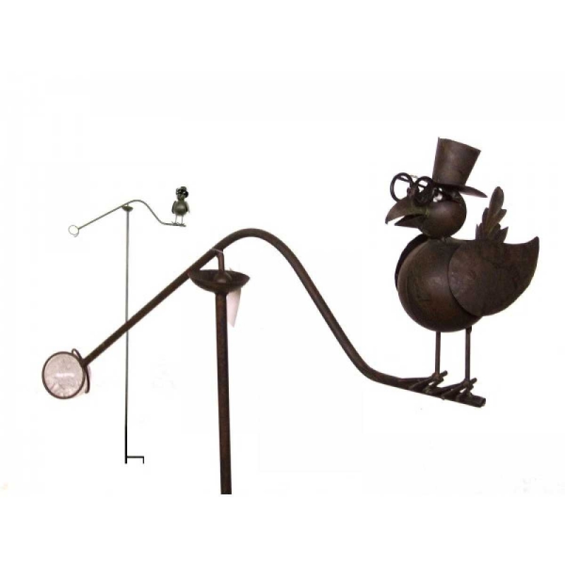 Kovový zahradní zápich s pohyblivým ptákem 120 cm