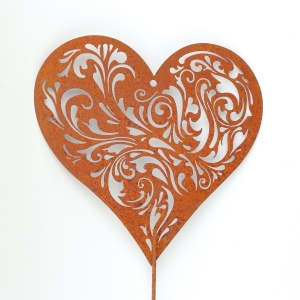 Kovový zápich do zahrady srdce 72 cm