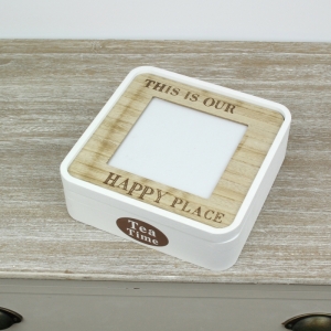 Krabička na čaj s fotorámečkem 20,5x20,5cm