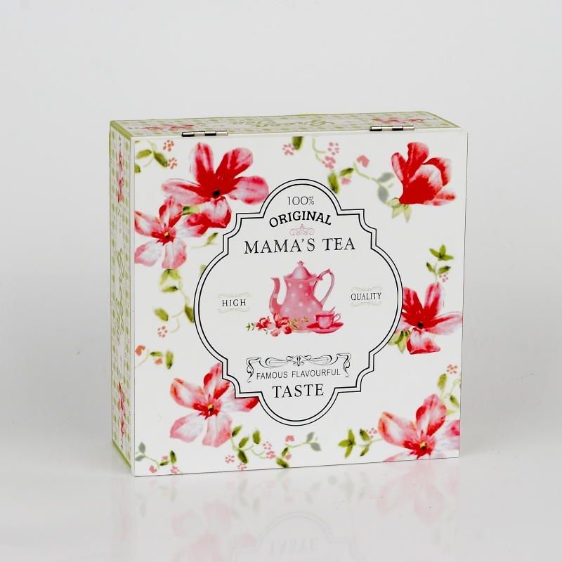 Krabička na čaj s květinami 18x18x7cm