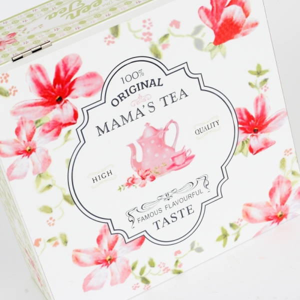 Krabička na čaj s květinami 18x18x7cm