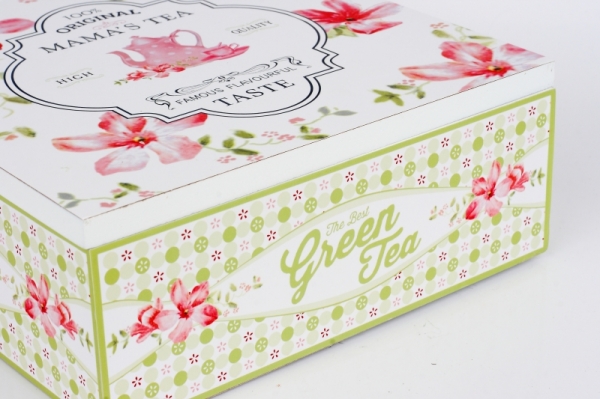 Krabička na čaj s květinami 18x18x7cm