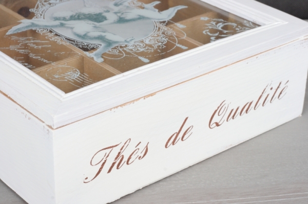 Krabička na čaj vintage andělé 24x24x8cm