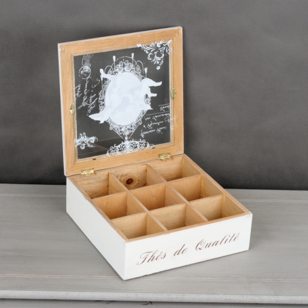 Krabička na čaj vintage andělé 24x24x8cm