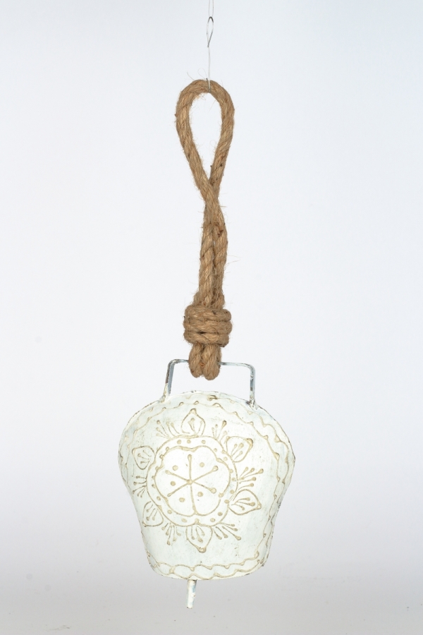 Kravský zvon pro štěstí bílý 23/10cm