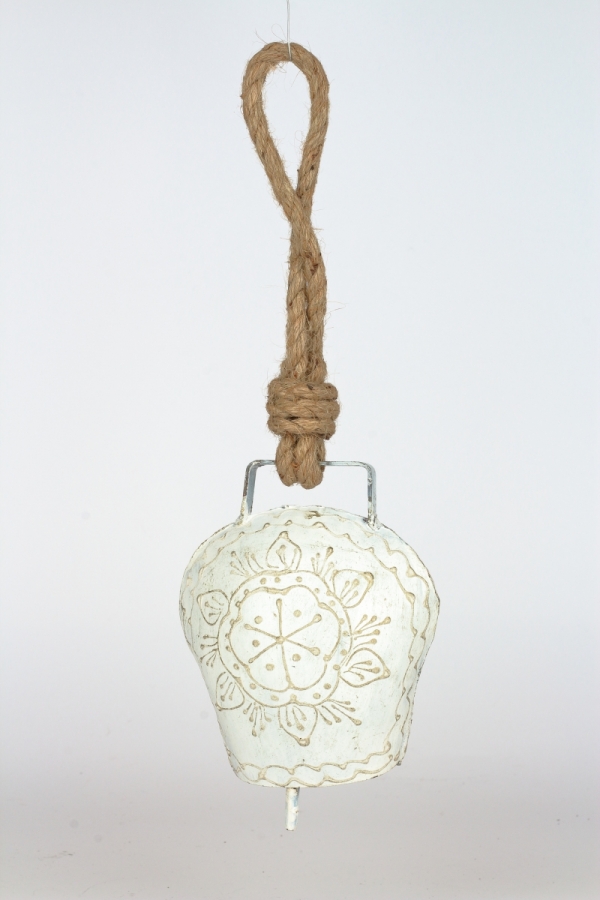 Kravský zvon pro štěstí bílý 23/10cm